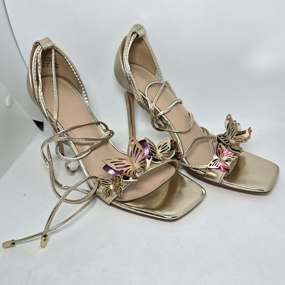 DREAM PAIRS Gold Butterfly Lace Up Strap Stilleto High Heels Sandal - Picture 6 of 16